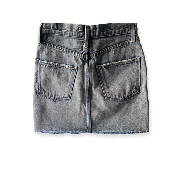 AGOLDE Palladium High Rise Denim Skirt with Raw Hem in Color Renewal Size 23. - Picture 6 of 8